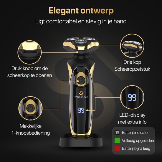 Wellshave 4 in 1 Scheerapparaat Elite - Scheerapparaat voor Mannen - Met Trimmer en Neustrimmer - Elektrische scheerapparaat - Scheren - Baardtrimmer