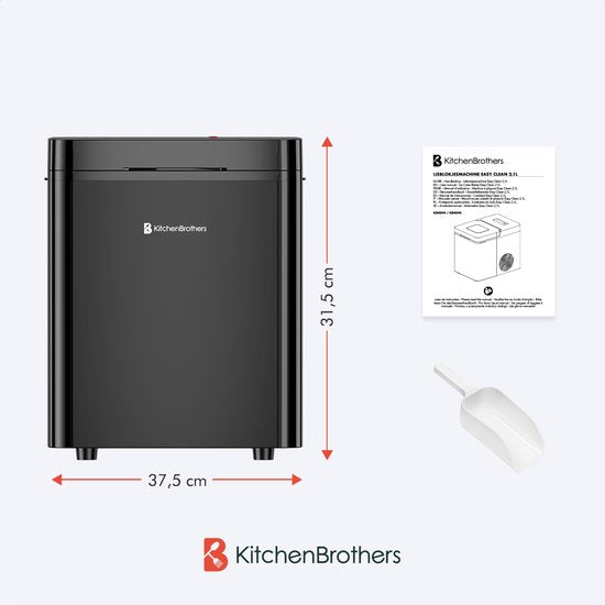 KitchenBrothers Ijsblokjesmachine - 2.1L - 15kg/24 uur - Draagbaar - Zelfreinigingsfunctie - Zwart