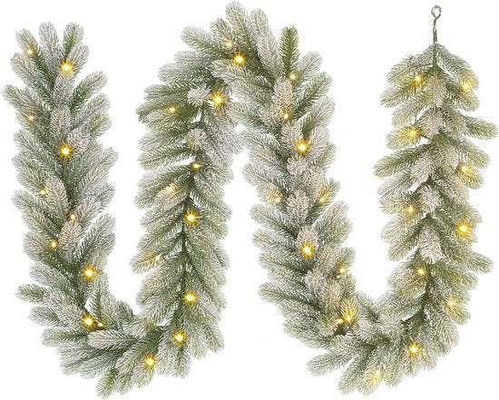 Black Box Trees Nigata Guirlande met Warm Witte LED Verlichting - L270 cm - Groen Frosted