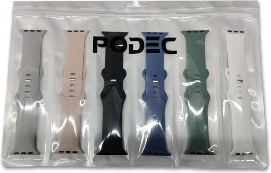 Podec Smartwatch - Siliconen Strap Multicolor Set van 6 - Geschikt voor Apple Watch - Bandje Geschikt voor iWatch 38 / 40/ 41 mm - Geschikt voor Series 1/2/3/4/5/6/7/SE