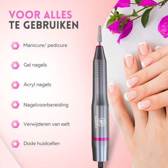 Beeperfect Elektrische Nagelvijl–Pedicureset - 20.000 RPM– Grijs