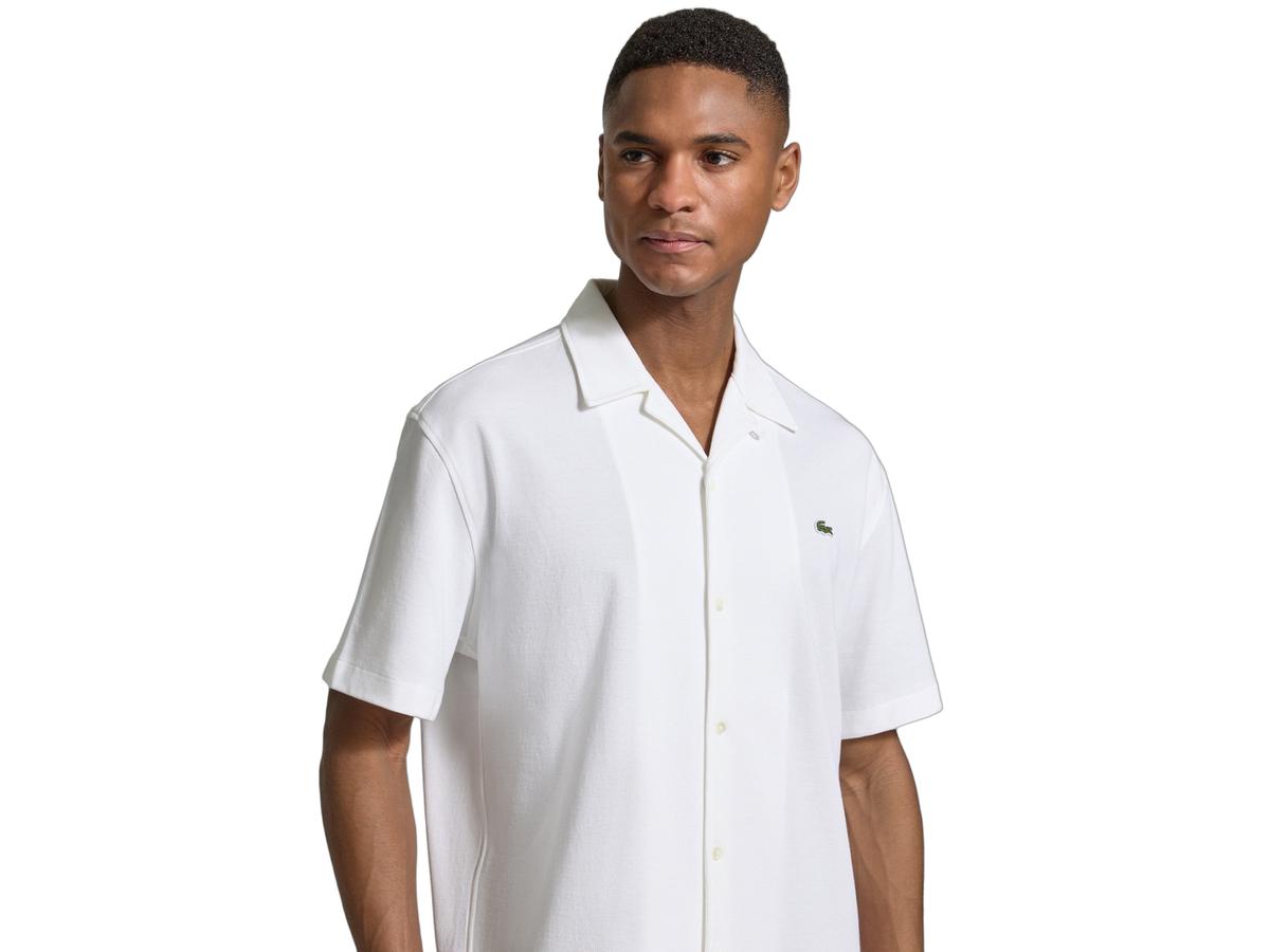 Lacoste Overhemd - Petit-Piqué Biologisch Katoen - maat 43 - Wit