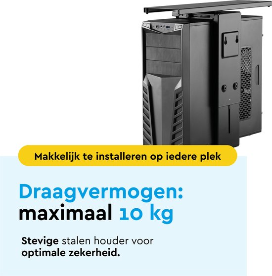 BRASQ Universele CPU Houder Zwart - Verstelbare CPU-standaard - Kabelmanagement - 360 graden draaibaar - Draagkracht 10 KG
