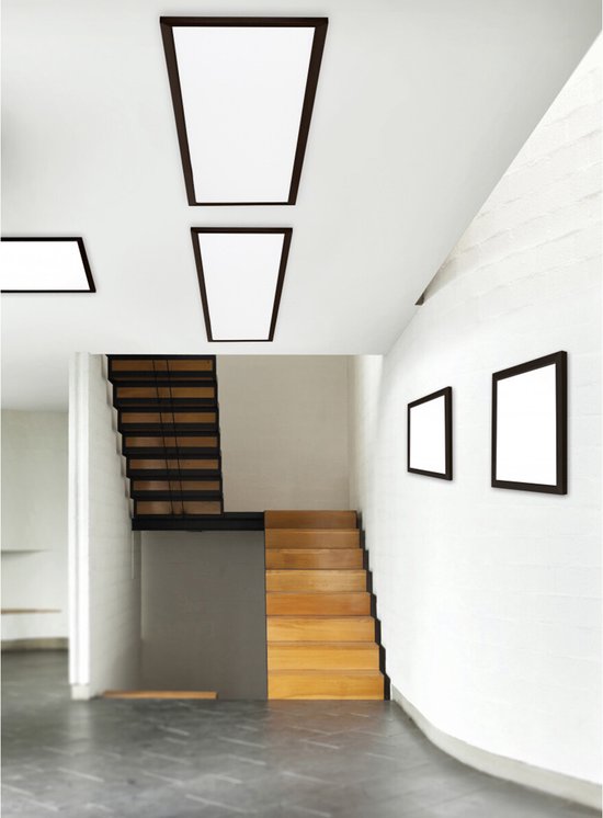 Trio leuchten - LED Plafondlamp - Plafondverlichting - 31W - Warm Wit 3000K - Dimbaar - Rechthoek - Zwart - Aluminium