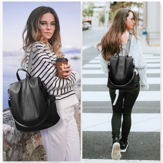 Anti-diefstal rugzak - Rugtas dames - Waterdicht - Klein - Anti-theft backpack - Rug-, Schouder-, Handtas in één - zacht PU-leer - incl. verstelbare riem – Glennoo