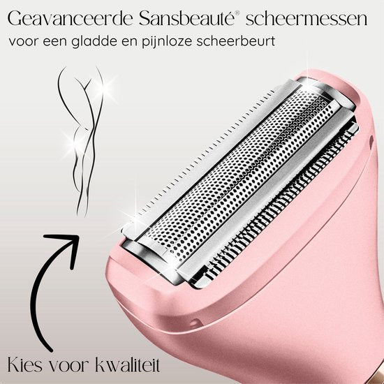 3-in-1 Ladyshave Gezicht - Oksels - Benen - Bikinilijn - Sansbeauté® - Scheerapparaat Vrouw - Ontharingsapparaat Electrisch Ontharen - Gezichtsontharing Dames - Trimmer Vrouw - Ladyshaves Bikini - USB Oplaadbaar