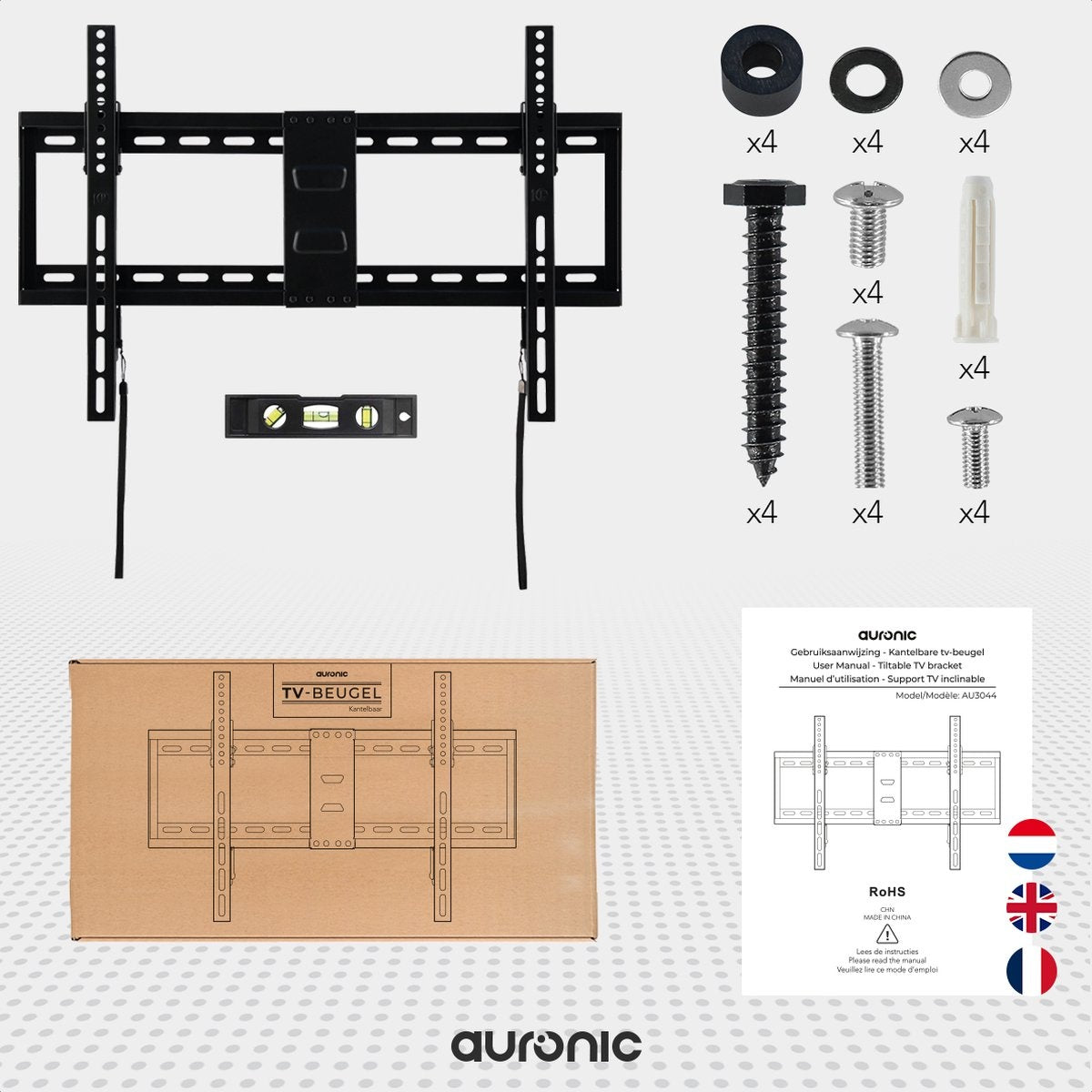 Auronic TV Beugel - Kantelbaar - 32 tot 70 inch - Tot 60 KG - Zwart