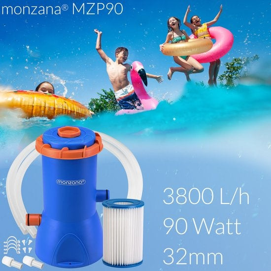 Monzana Zwembad Filterpomp MZP90 - 3800 L/u 90W Incl. Patroon - Blauw