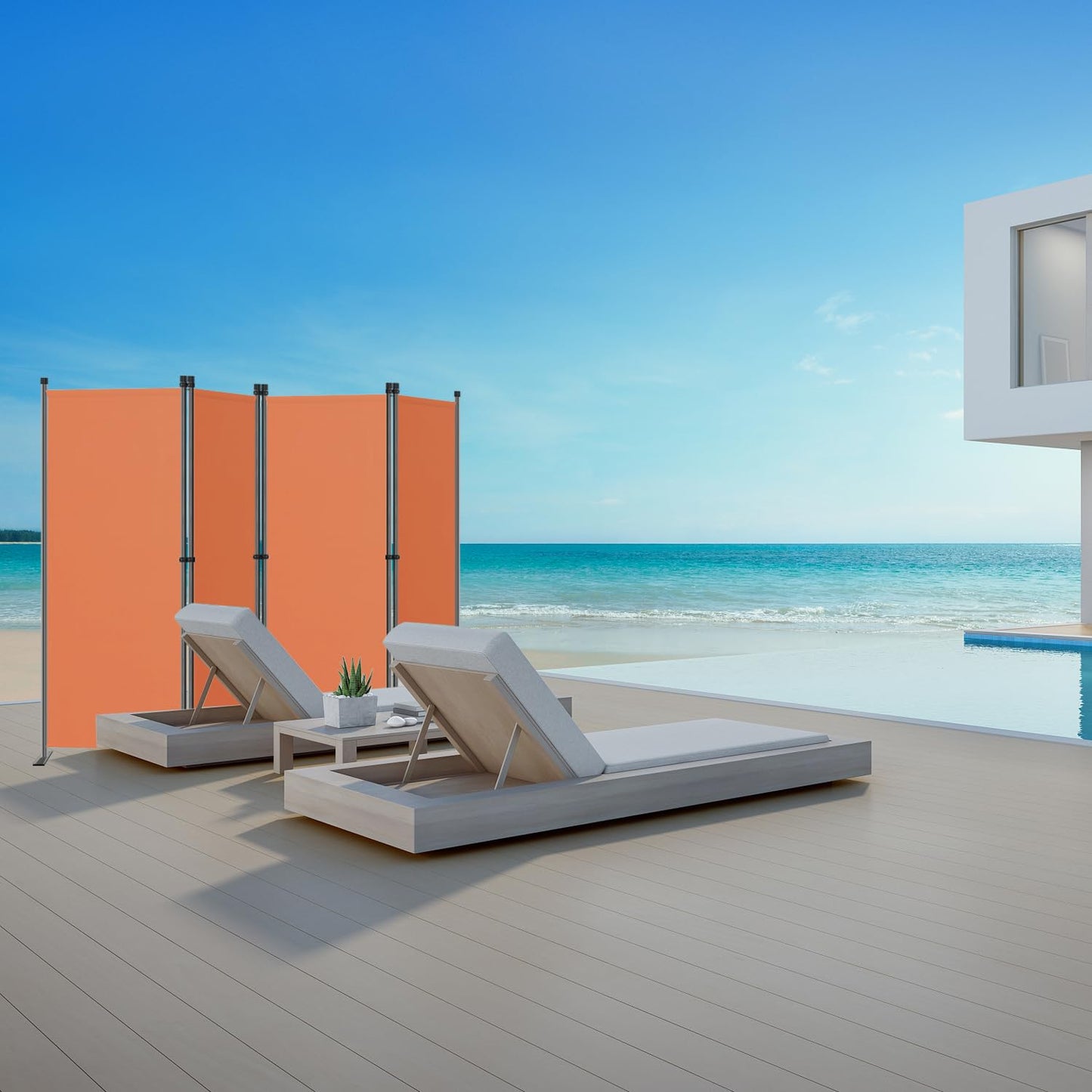 Angel Living PA3704 - Privacy scherm en ruimte verdeler - 4 panelen - Staal en polyester - Oranje
