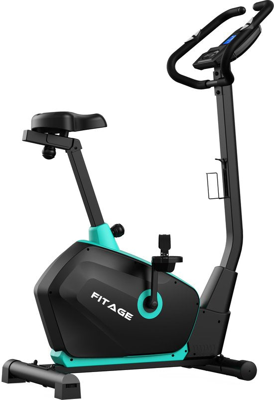 FITAGE Hometrainer - Fitnessfiets met 32 Weerstandsniveaus - Tablethouder voor Bluetooth Kinomap & Zwift - Fiets Lage Instap, Ergonomisch & Stil - Hometrainers Fitness voor Thuis
