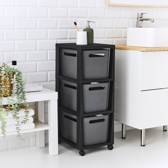 Rotho Tower Brisen - Ladekast 3 x 16L met wieltjes - Antraciet