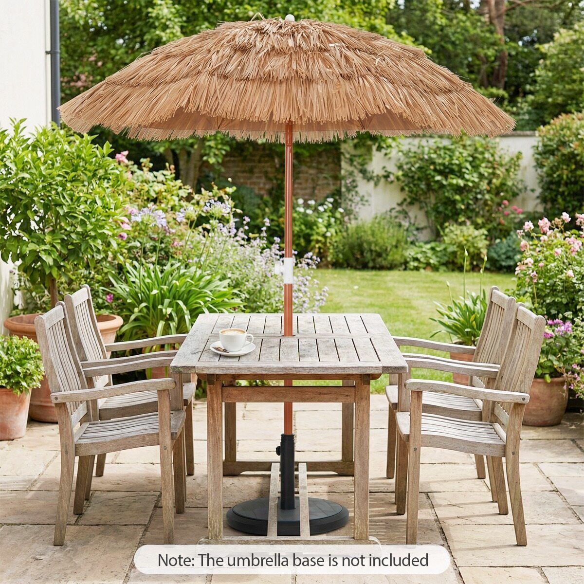 Coast Hawaii Parasolset - Kantelbaar strandparasol - Rieten look - Inclusief draagtas - 175 cm - Beige