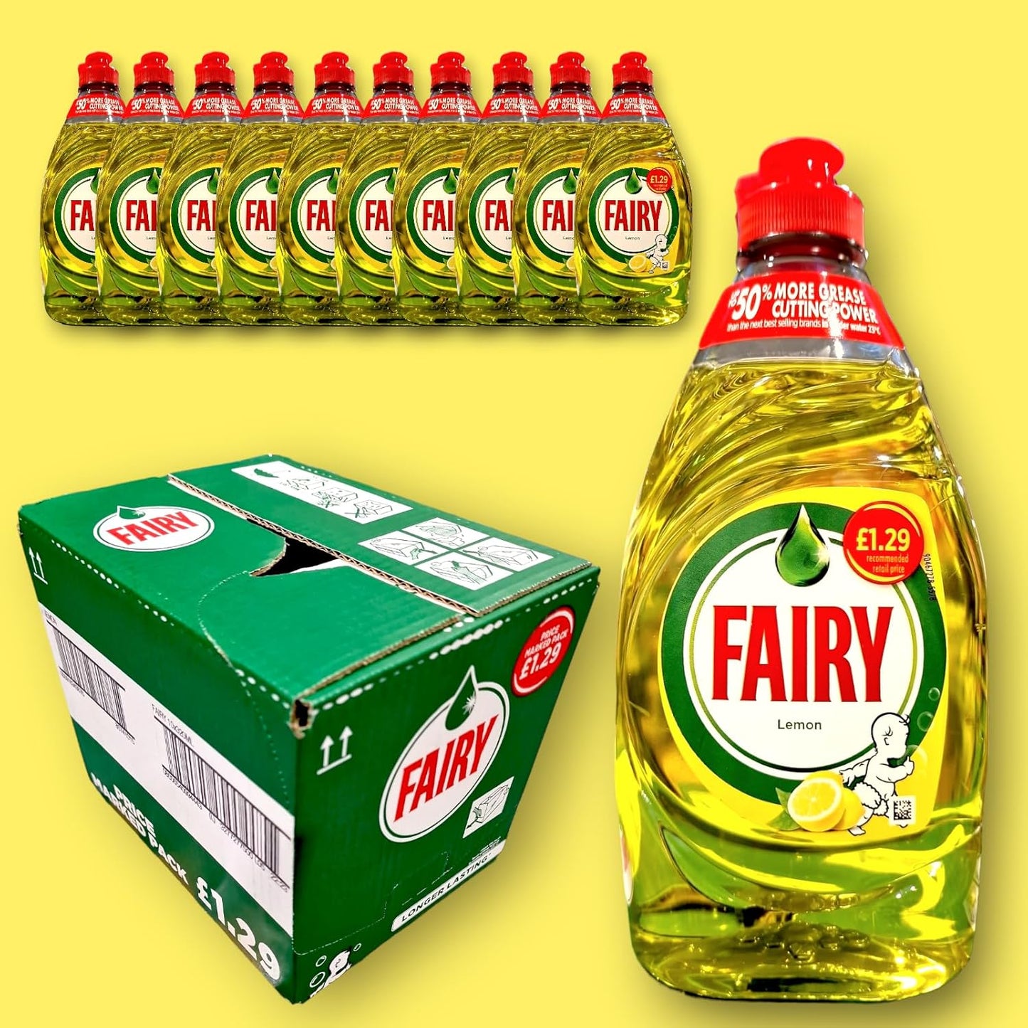 Fairy Afwasmiddel Lemon - 10 Stuks - Voordeelbundel - 320ML x 10
