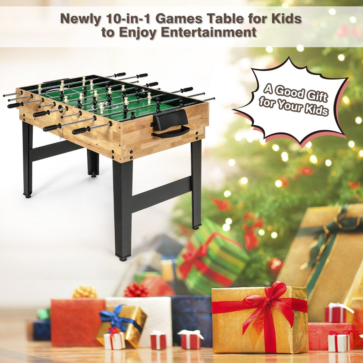 Coast Multifunctionele Speeltafel - 10-in-1 spellen - Stapelbaar ontwerp - Hout - 105,5 x 61 x 80 cm