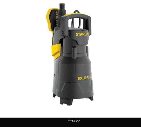 Stanley dompelpomp, vuil water, 750 W, plastic, met vlotterschakelaar, vlakafzuiging, 13500 l/h, IPX8, 10 m kabellengte