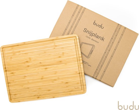 Budu Snijplank Dik Deluxe - Bamboe - 4CM dik - Snijplank Hout - Houten Snijplanken - Snijplank Cadeau - 29,5 x 40 x 4 cm