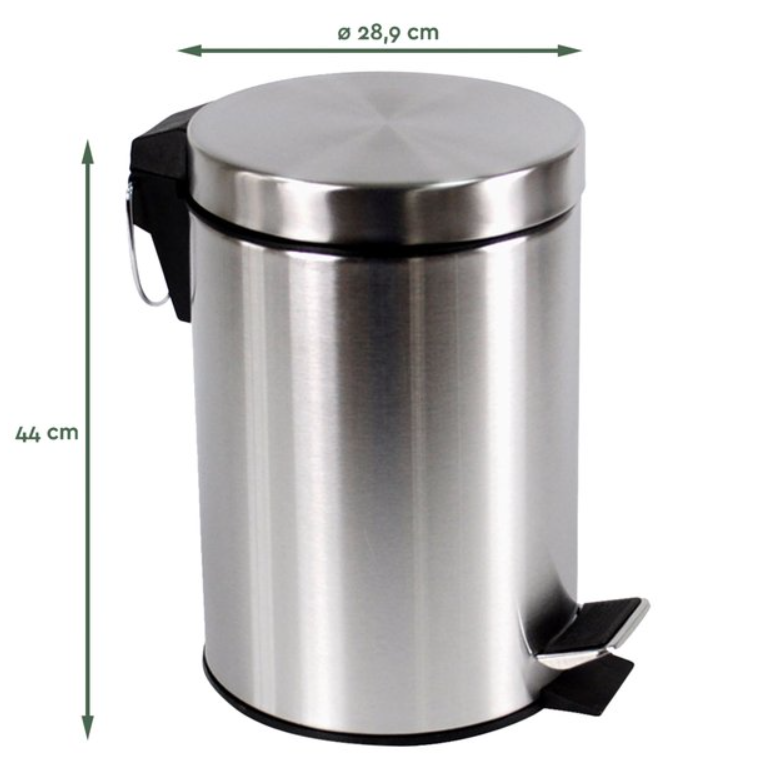 BRASQ Pedaalemmer - 20L - RVS - Zilver - 28.9 x 28.9 x 44 cm