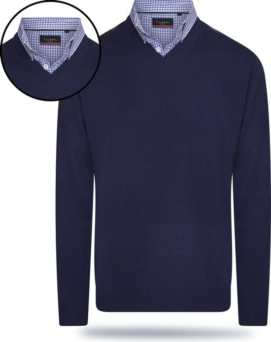 Pierre Cardin - Heren Sweaters Mock Pullover - Blauw - Maat XL