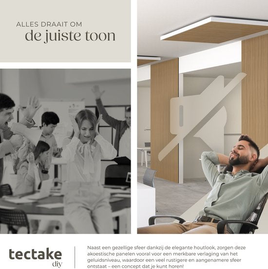 tectake® Set van 4 akoestische panelen Sonic Wall - Geluidsabsorberend paneel - Geluidsdemping - Akoestisch wandpaneel - 120x60x2,1cm - Akoestische wanddecoratie - Licht eiken