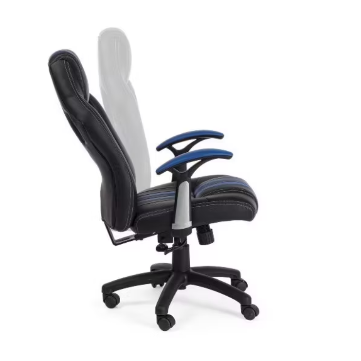 Bizzotto Spider Bureaustoel - Met Armleuningen - 64.5 x 63 x 111-121 cm - Zwart Met Blauw