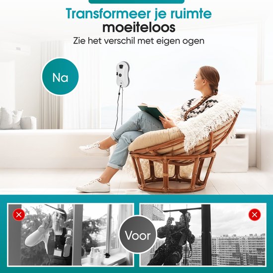 TibaGoods Robot Ruitenreiniger - Ramenwasser - Robot - Dweilrobot - Anti-val touw - Slimme waterspray - Krachtige zuigkracht - Met afstandsbediening - Incl. 10 microvezeldoeken