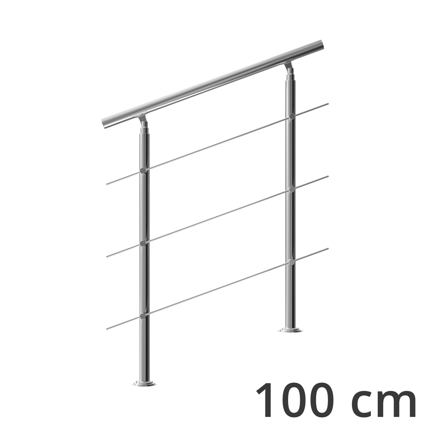 Monzana Trapleuning 100 cm - Met 3 Spijlen – Roestvrijstaal