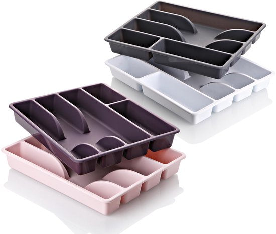 AVOID® Bestekbak Klein – Compacte Besteklade Organizer – Bestekbak voor Keukenlade – Kunststof Bestekhouder – 31x26 cm – Grijs