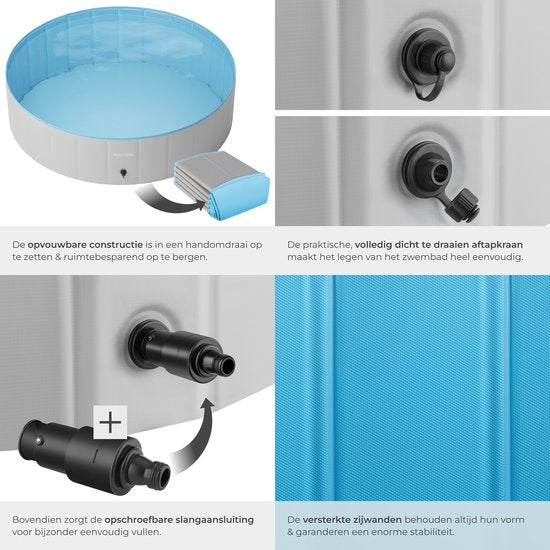 tectake® Hondenzwembad - Hondenpool- Zwembad voor honden - Ballenbak - Opvouwbaar - ⌀120 cm - Extra stevig - Eenvoudig te vullen en te legen