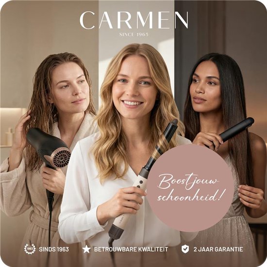 Carmen CTB3085B - Krulborstel - Diameter 19 mm - Dubbele spanning - Thermische borstel - Keramische verwarmingselementen - Aan/uit indicatie - Eenvoudig schoon te maken