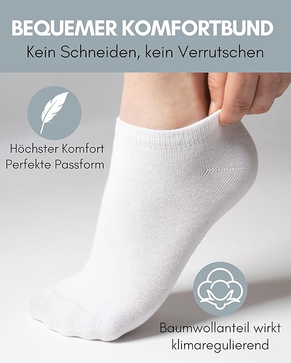 HELDENWERK Sneakersokken dames heren 10 paar I korte sokken met ademend katoen I korte sokken set unisex sportsokken maat 47-50 - Wit
