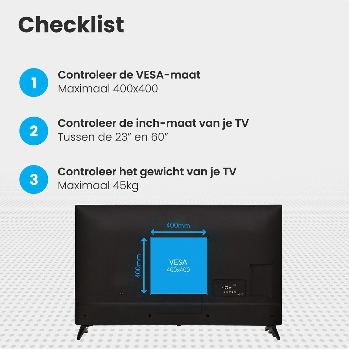 Auronic TV Beugel - Draaibaar en Kantelbaar - 23 tot 60 inch - Tot 45 KG - Zwart