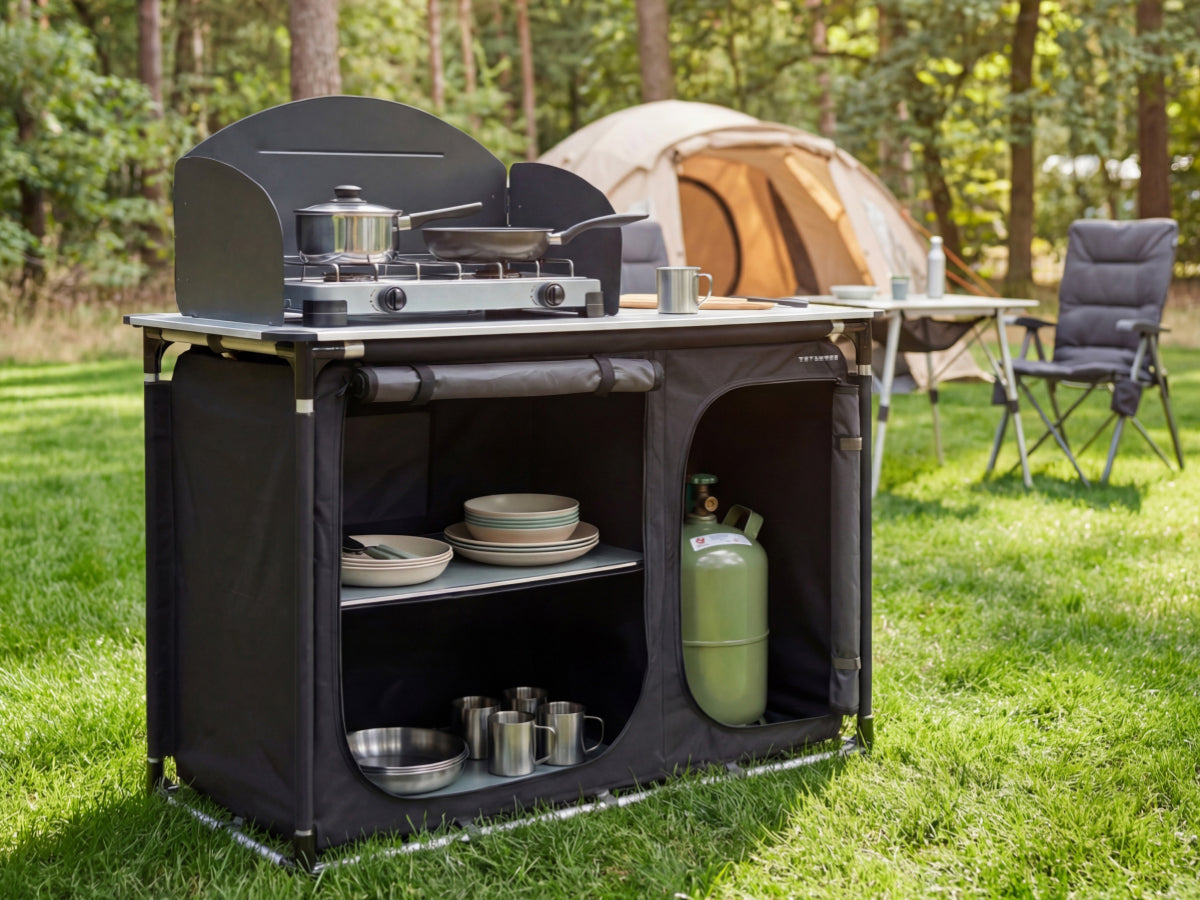 Trvlmore Campingkeuken met Windscherm en Afwasbak - 120 x 120 x 83 cm