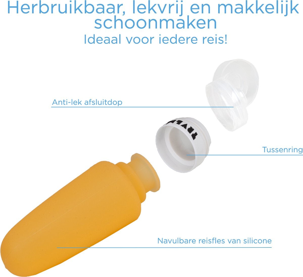 TRVLMORE Silicone Reisflesjes - Navulbaar - Handbagage - 100 ML - 3 Stuks - Oranje/Paars/Blauw