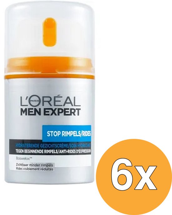 6x L'Oréal Men Expert Stop Rimpels Dagcrème 50 ml