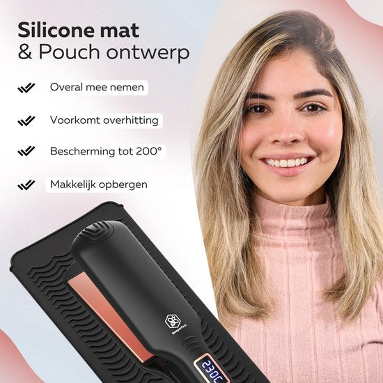 Beeperfect® Stijltang Pro Straight - Stijlen & Krullen - Stijltangen - Hair Straightener - 80℃ t/m 230℃ - Incl. Hittemat
