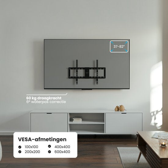 Auronic TV Beugel - TV Muurbeugel - Kantelbaar - 37 tot 82 inch - Tot 60 kg - Zwart