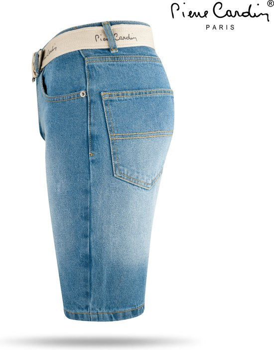Pierre Cardin - Heren Bermuda met Gratis Riem - Light Wash - Denim - XL