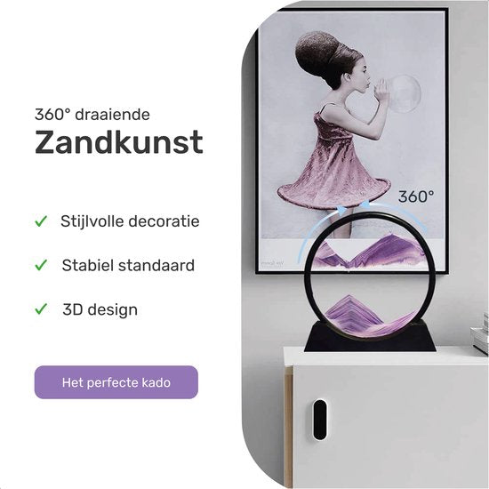 XL Zandkunst - Paars - Sand art - In glas - Zandloper - Decoratie - Bewegende zandkunst - Zand