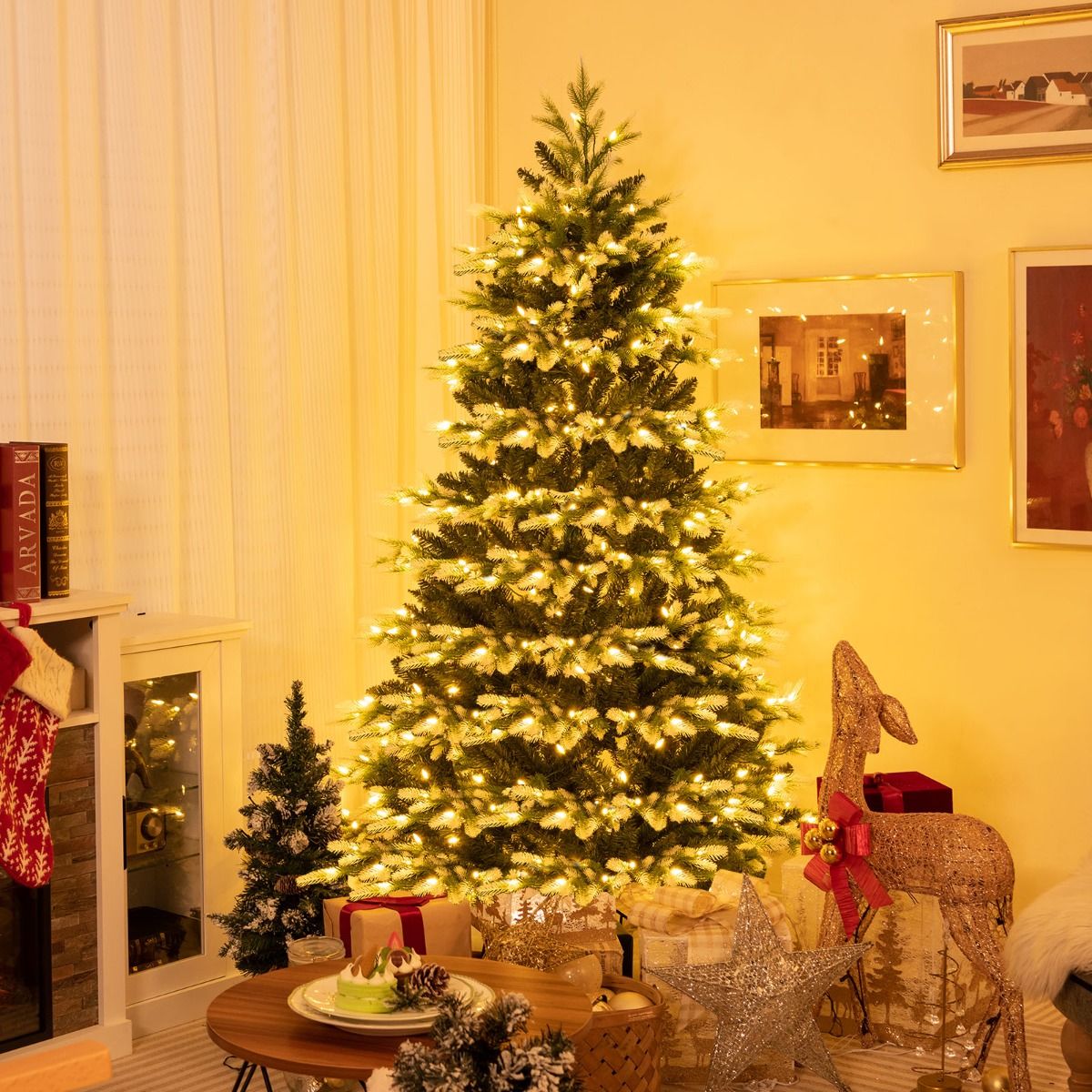 Coast Kunstkerstboom - 180 cm - 350 LED-verlichting - Sneeuweffect - Groen en wit
