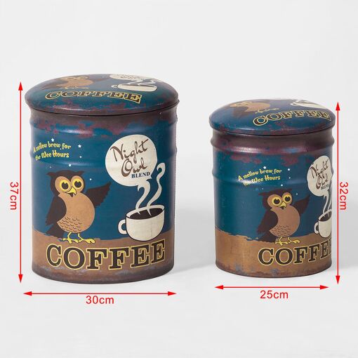 SoBuy Opbergpoef Voetenbankje Set van 2 - Gestoffeerd Krukje met Deksel - 37x30 cm - Koffiebruin