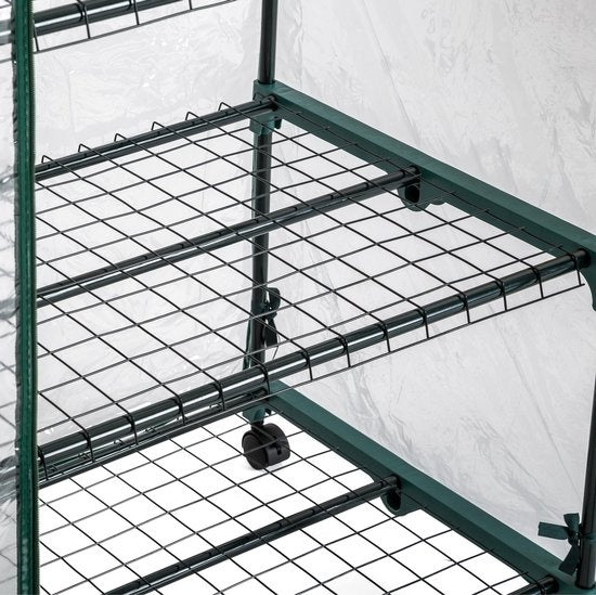 tectake® - Broeikas Hobbykas voor binnen of balkon - Met wieltjes - met 3 planken - 69x49x125 cm - 401862