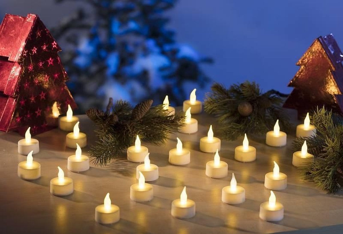 Theelichtjes LED - Box met 24 stuks INCLUSIEF batterij EN Timer