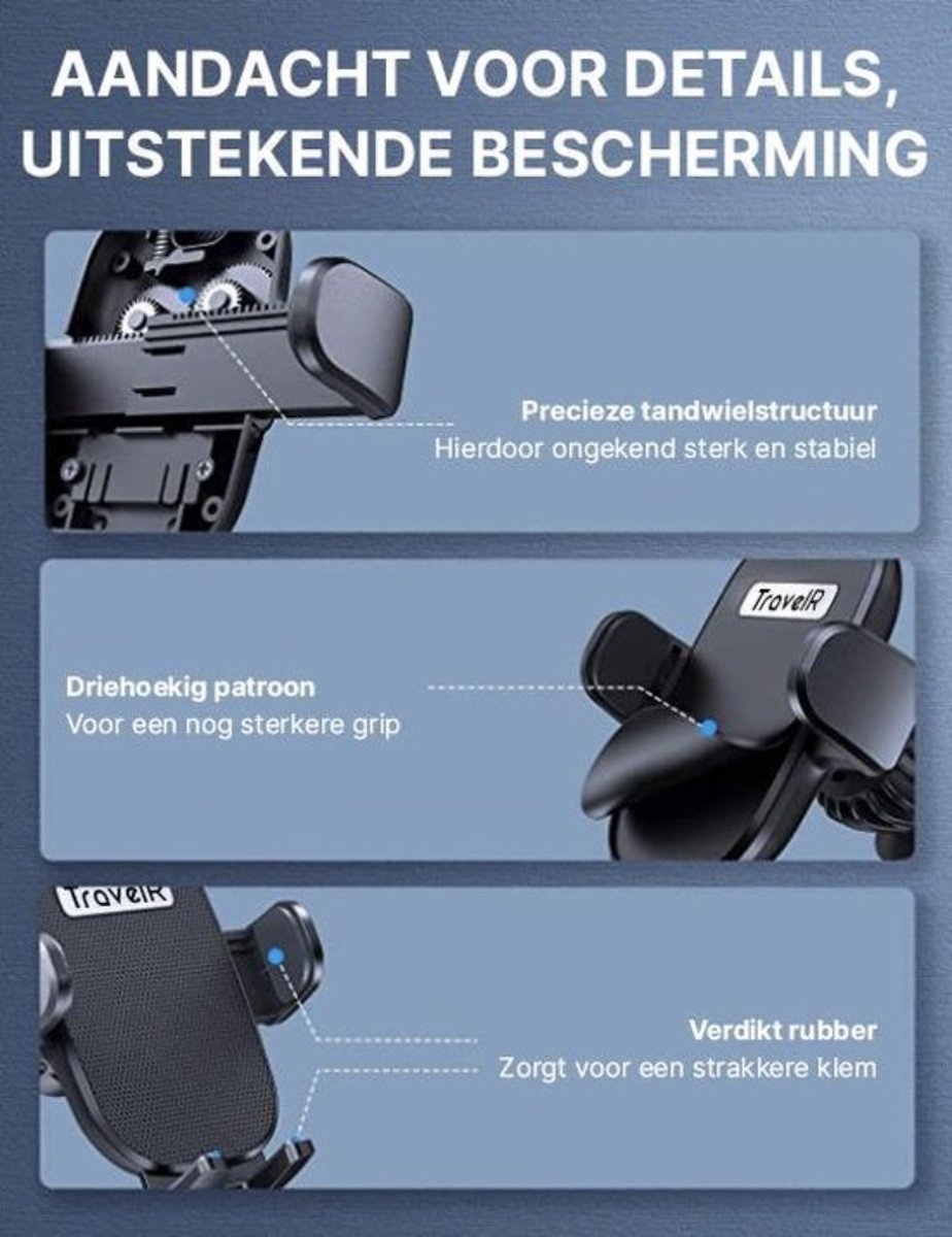 TravelR Universele Auto Telefoonhouder – Voor Ventilatierooster – 360° Draaibaar – Zwart