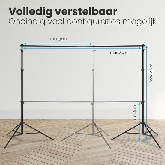 Auronic Achtergrondsysteem - Complete Set - Zonder Doek - Verstelbaar - 300 x 260cm