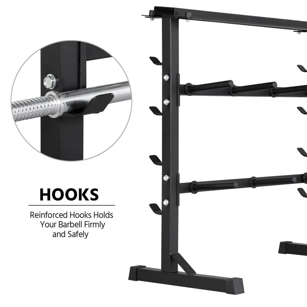 Yaheetech Halterrek met 3 niveaus - 7 haken - Tot 300 kg - Zwart - 100 x 53 x 102,5 cm