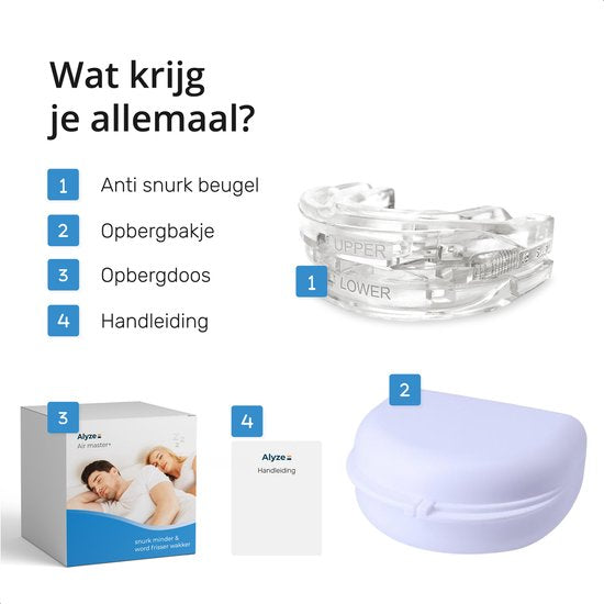Airmaster Anti Snurk Beugel - Verstelbaar - Nachtrust Producten - Neusspreider - Gebitsbeschermer - Knars - Bitje - Transparant BPA vrij