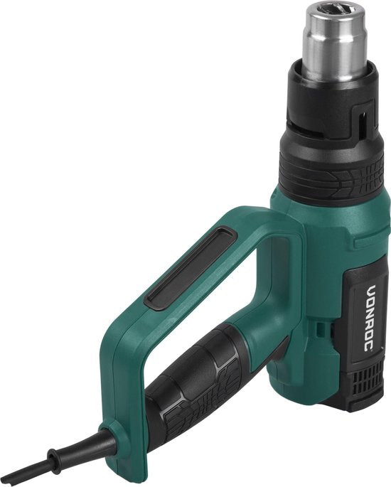 VONROC PRO Heteluchtpistool – 2000W – LCD-display – 650°C – 500L/min – Incl. accessoires