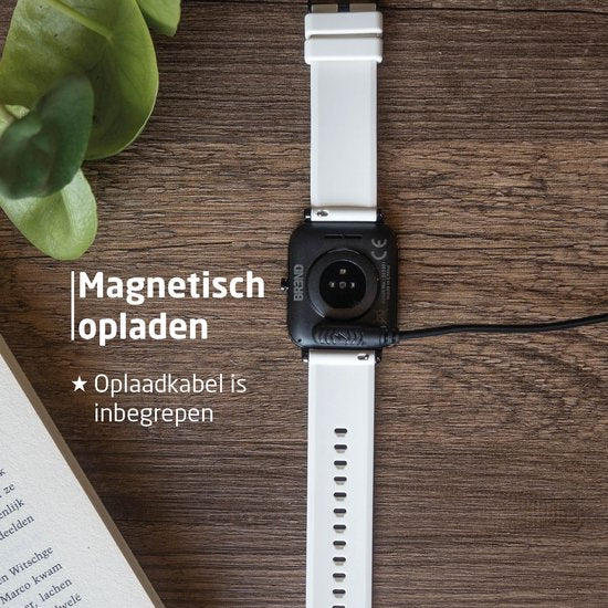 BREND Smartwatch voor Dames en Heren - Stappenteller, Bloeddrukmeter en Hartslagmeter - Sporthorloge - Waterdicht – Wit