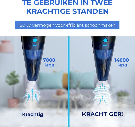 TTD® Premium Autostofzuiger Draadloos - Extra Krachtig 14.000 Pa - Nat & Droog - Inclusief Premium HEPA-filter - Draadloze Kruimelzuiger - Stofzuiger voor Auto - Handstofzuiger - Kruimeldief