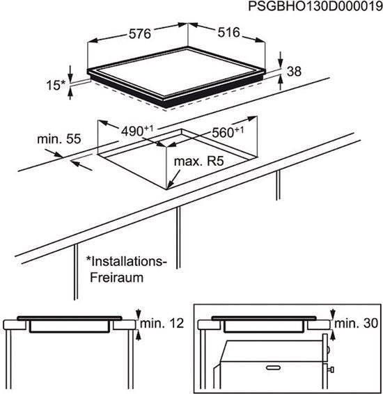 AEG HE604062XB Zwart Ingebouwd 4 zone(s)